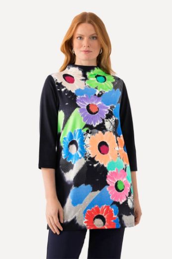 Moda za polnejše Tunika cvjetnog printa 3/4 rukavi plus velikost, xxl, Ulla Popken in Johann Popken (JP1880)