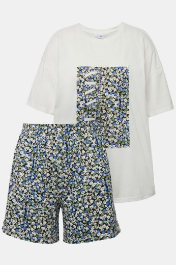 Moda za polnejše Pidžama kratkih rukava i nogavica cvjetnog printa plus velikost, xxl, Ulla Popken in Johann Popken (JP1880)