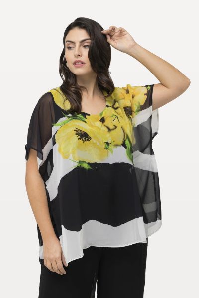Slika Bluza elegantna s printom cvijeća i pruga
