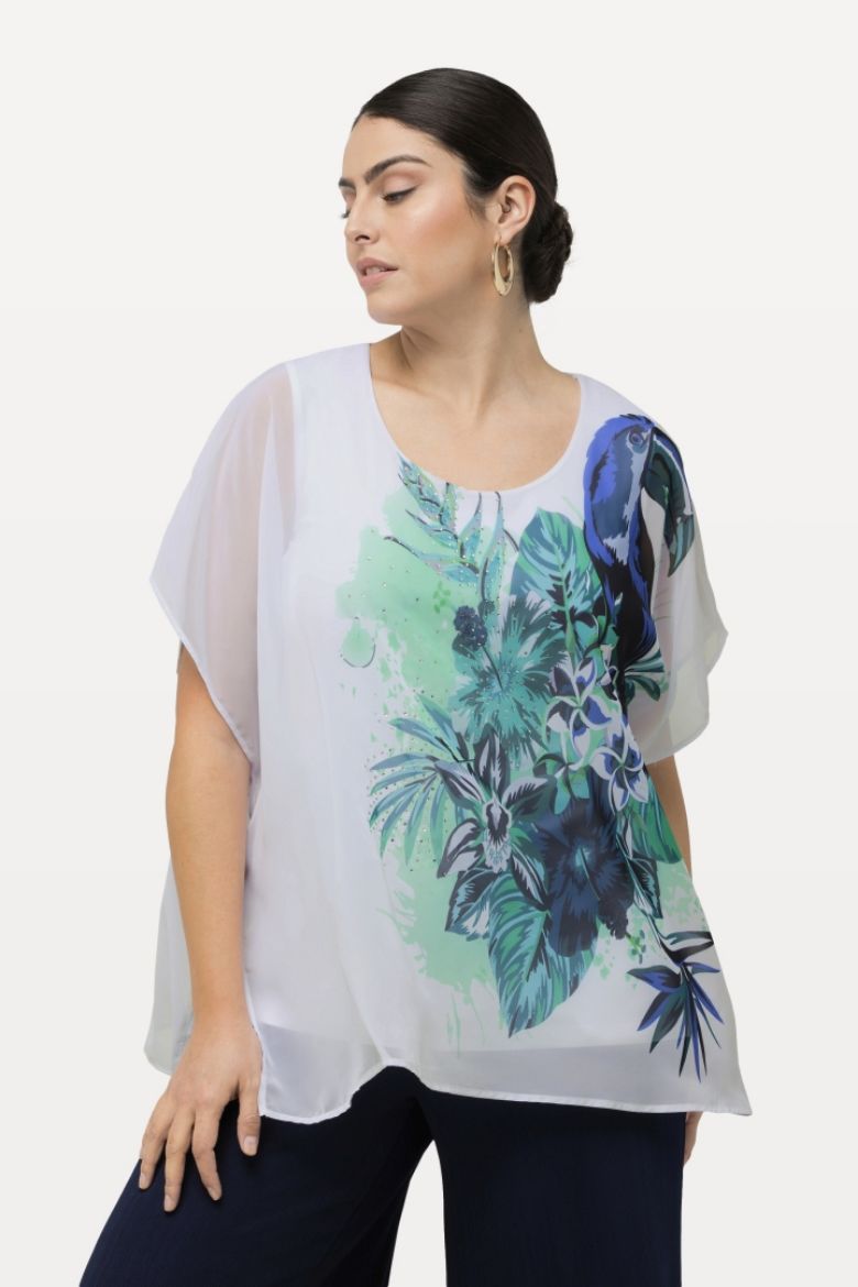 Moda za polnejše Bluza dvoslojna cvjetnog printa plus velikost, xxl, Ulla Popken in Johann Popken (JP1880)