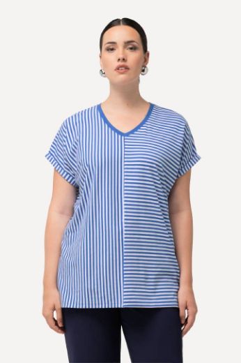 Moda za polnejše Majica V ovratnika kratkih rukava na pruge plus velikost, xxl, Ulla Popken in Johann Popken (JP1880)