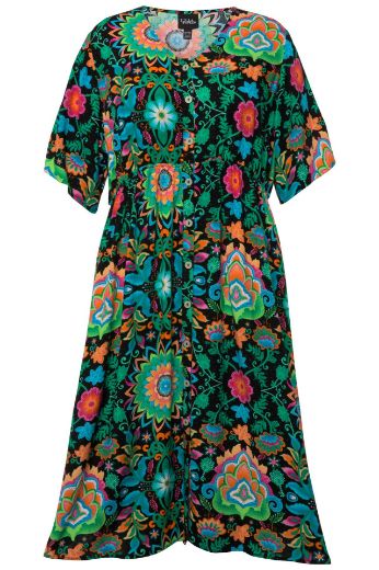 Moda za polnejše Haljina midi kratkih rukava cvjetnog printa plus velikost, xxl, Ulla Popken in Johann Popken (JP1880)