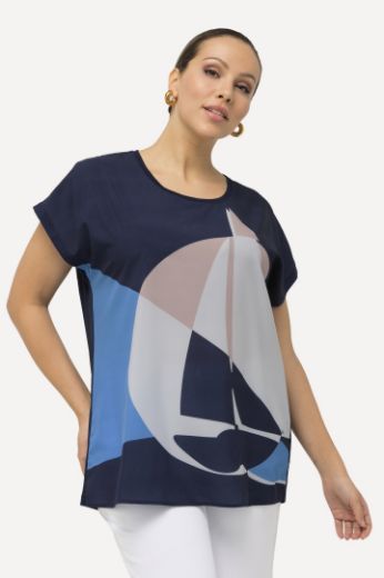 Moda za polnejše Bluza kratkih rukava s printom broda plus velikost, xxl, Ulla Popken in Johann Popken (JP1880)