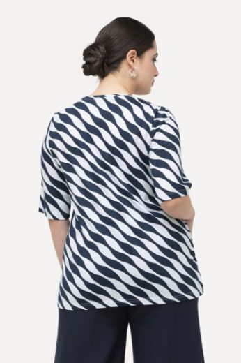 Moda za polnejše Majica kratkih rukava s printom valovitih pruga plus velikost, xxl, Ulla Popken in Johann Popken (JP1880)