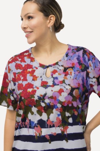 Moda za polnejše Majica kratkih rukava s printom pruga i cvijeća plus velikost, xxl, Ulla Popken in Johann Popken (JP1880)