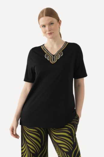 Moda za polnejše Majica kratkih rukava s dekorativnim ovratnikom plus velikost, xxl, Ulla Popken in Johann Popken (JP1880)