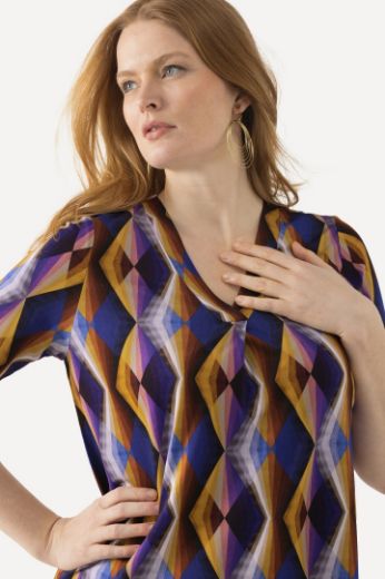 Moda za polnejše Majica Slinky kratkih rukava s geometrijskim printom plus velikost, xxl, Ulla Popken in Johann Popken (JP1880)