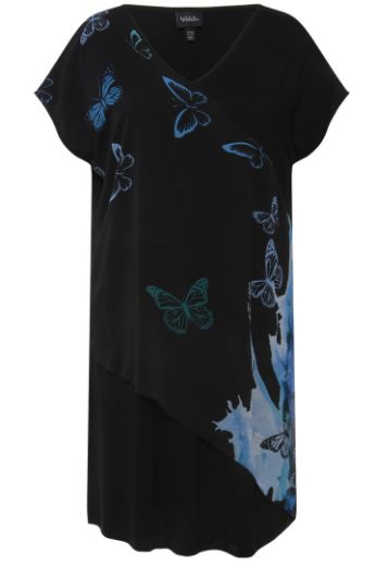 Moda za polnejše Haljina s printom leptira plus velikost, xxl, Ulla Popken in Johann Popken (JP1880)
