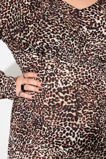 Moda za polnejše Haljina dugih rukava s leopard printom plus velikost, xxl, Ulla Popken in Johann Popken (JP1880)