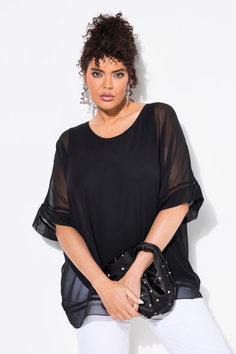 Moda za polnejše Bluza 3/4 rukava okruglog ovratnika plus velikost, xxl, Ulla Popken in Johann Popken (JP1880)