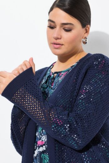 Moda za polnejše Kardigan mrežasti bez kopčanja plus velikost, xxl, Ulla Popken in Johann Popken (JP1880)