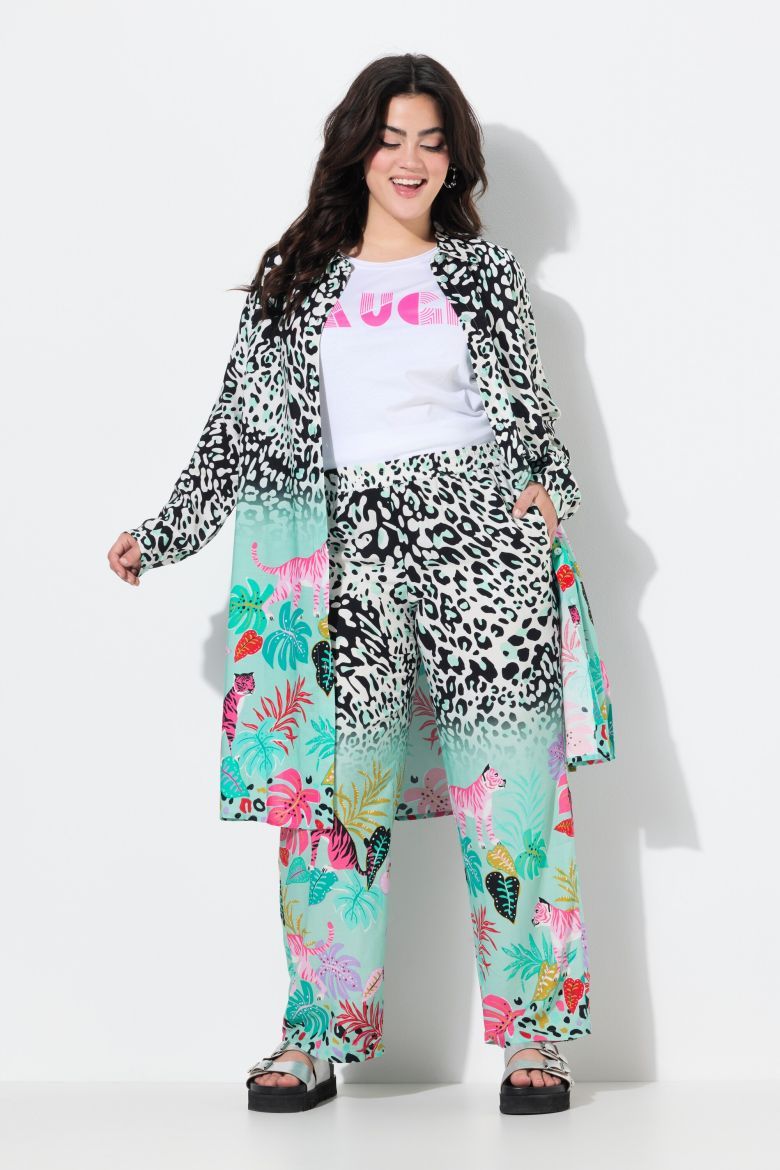 Moda za polnejše Hlače širokih nogavica s leopard uzorkom plus velikost, xxl, Ulla Popken in Johann Popken (JP1880)