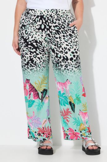 Moda za polnejše Hlače širokih nogavica s leopard uzorkom plus velikost, xxl, Ulla Popken in Johann Popken (JP1880)