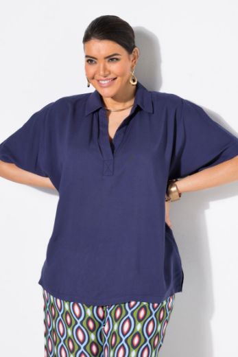 Moda za polnejše Bluza kratkih rukava Polo ovratnika plus velikost, xxl, Ulla Popken in Johann Popken (JP1880)