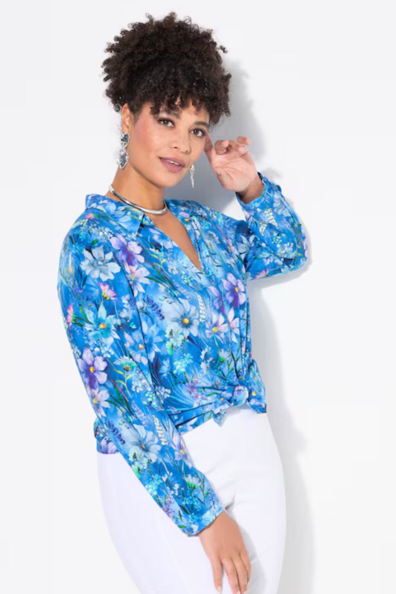 Moda za polnejše Bluza dugi rukavi A-kroja, cvjetni print plus velikost, xxl, Ulla Popken in Johann Popken (JP1880)