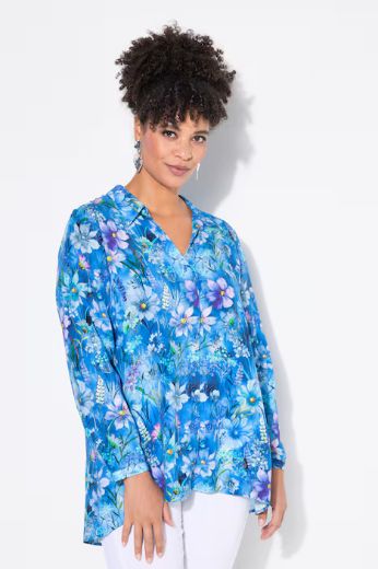 Moda za polnejše Bluza dugi rukavi A-kroja, cvjetni print plus velikost, xxl, Ulla Popken in Johann Popken (JP1880)