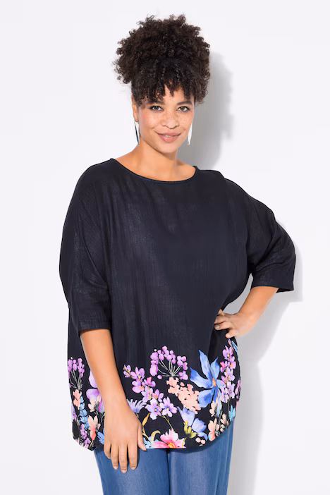 Slika Bluza cvijetni print na rubu