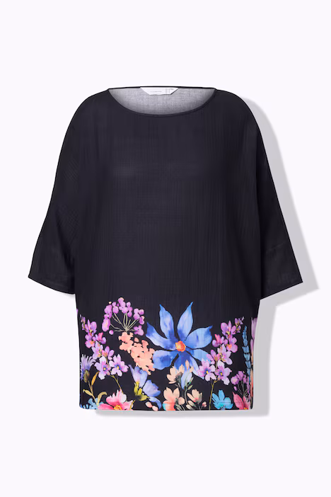 Moda za polnejše Bluza cvijetni print na rubu plus velikost, xxl, Ulla Popken in Johann Popken (JP1880)