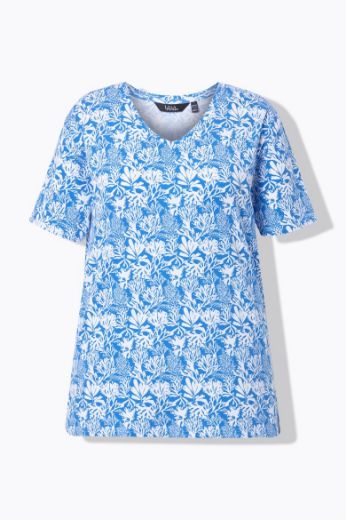 Moda za polnejše Majica kratkih rukava V izreza s motivom koralja plus velikost, xxl, Ulla Popken in Johann Popken (JP1880)