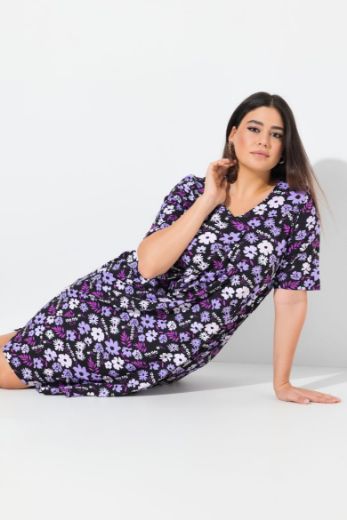 Moda za polnejše Haljina midi kratkih rukava V ovratnika plus velikost, xxl, Ulla Popken in Johann Popken (JP1880)