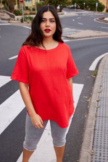 Moda za polnejše Bluza kratkih rukava, okrugli izrez plus velikost, xxl, Ulla Popken in Johann Popken (JP1880)