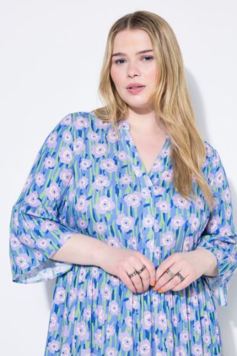 Moda za polnejše Haljina maxi 3/4 rukava na volane plus velikost, xxl, Ulla Popken in Johann Popken (JP1880)