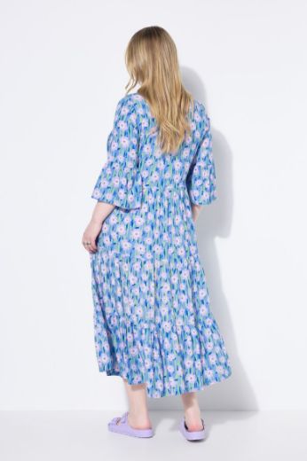 Moda za polnejše Haljina maxi 3/4 rukava na volane plus velikost, xxl, Ulla Popken in Johann Popken (JP1880)