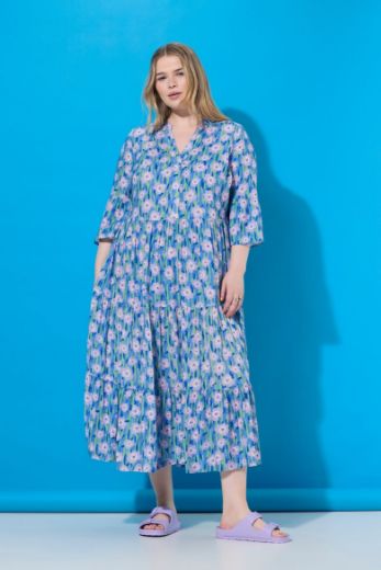 Moda za polnejše Haljina maxi 3/4 rukava na volane plus velikost, xxl, Ulla Popken in Johann Popken (JP1880)