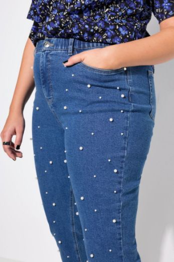 Moda za polnejše Traperice s perlicama plus velikost, xxl, Ulla Popken in Johann Popken (JP1880)