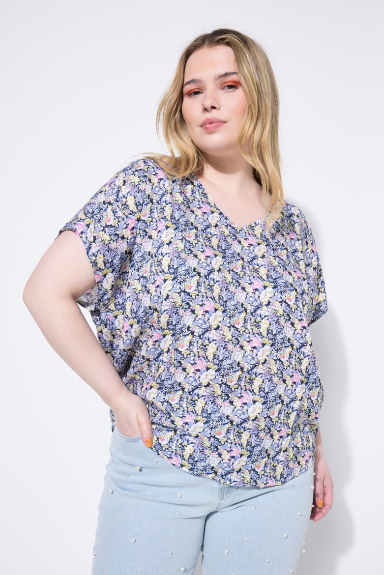 Moda za polnejše Bluza kratkih rukava V ovratnika plus velikost, xxl, Ulla Popken in Johann Popken (JP1880)