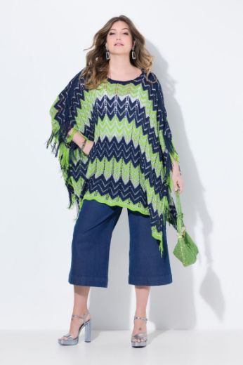 Moda za polnejše Pončo na pruge plus velikost, xxl, Ulla Popken in Johann Popken (JP1880)