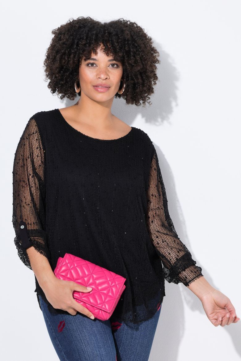 Moda za polnejše Bluza 3/4 rukava mrežastog uzorka plus velikost, xxl, Ulla Popken in Johann Popken (JP1880)