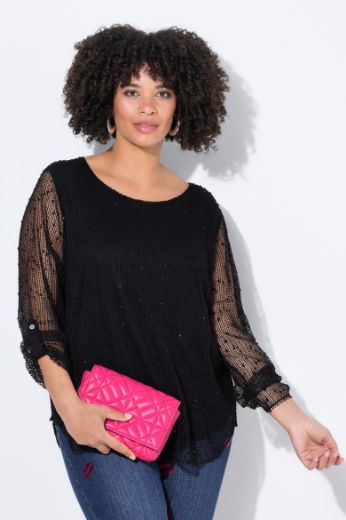 Moda za polnejše Bluza 3/4 rukava mrežastog uzorka plus velikost, xxl, Ulla Popken in Johann Popken (JP1880)