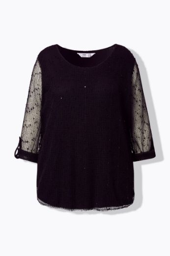 Moda za polnejše Bluza 3/4 rukava mrežastog uzorka plus velikost, xxl, Ulla Popken in Johann Popken (JP1880)