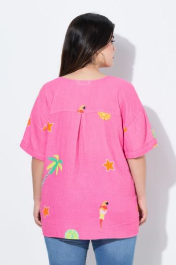Moda za polnejše Bluza od muslina kratkih rukava plus velikost, xxl, Ulla Popken in Johann Popken (JP1880)