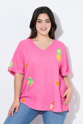 Moda za polnejše Bluza od muslina kratkih rukava plus velikost, xxl, Ulla Popken in Johann Popken (JP1880)