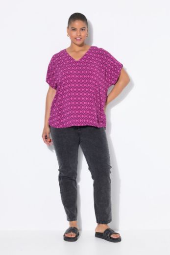 Moda za polnejše Bluza kratkih rukava V ovratnika plus velikost, xxl, Ulla Popken in Johann Popken (JP1880)