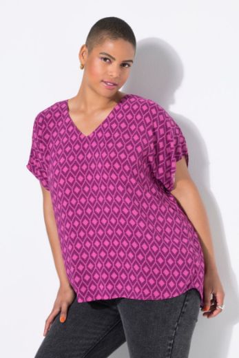 Moda za polnejše Bluza kratkih rukava V ovratnika plus velikost, xxl, Ulla Popken in Johann Popken (JP1880)