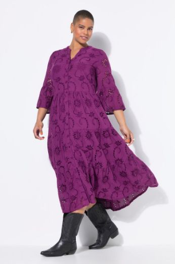 Moda za polnejše Haljina maxi 3/4 rukava na volane plus velikost, xxl, Ulla Popken in Johann Popken (JP1880)