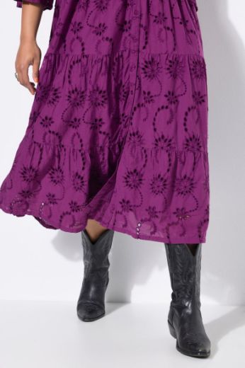 Moda za polnejše Haljina maxi 3/4 rukava na volane plus velikost, xxl, Ulla Popken in Johann Popken (JP1880)