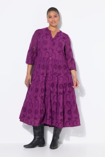 Moda za polnejše Haljina maxi 3/4 rukava na volane plus velikost, xxl, Ulla Popken in Johann Popken (JP1880)