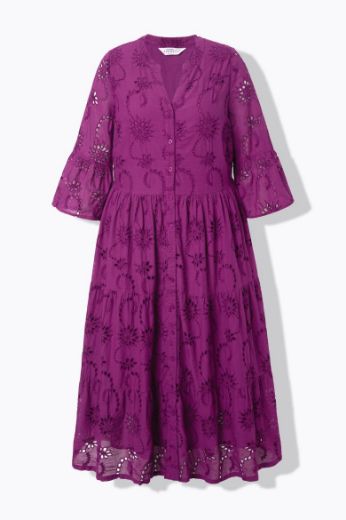 Moda za polnejše Haljina maxi 3/4 rukava na volane plus velikost, xxl, Ulla Popken in Johann Popken (JP1880)