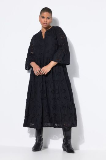 Moda za polnejše Haljina maxi 3/4 rukava na volane plus velikost, xxl, Ulla Popken in Johann Popken (JP1880)