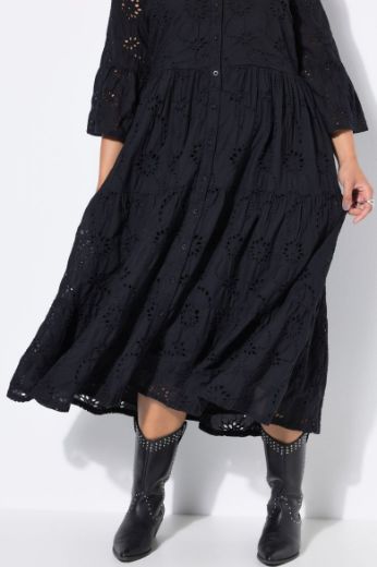 Moda za polnejše Haljina maxi 3/4 rukava na volane plus velikost, xxl, Ulla Popken in Johann Popken (JP1880)