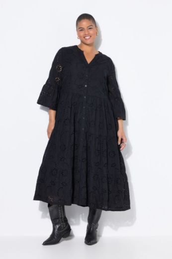 Moda za polnejše Haljina maxi 3/4 rukava na volane plus velikost, xxl, Ulla Popken in Johann Popken (JP1880)