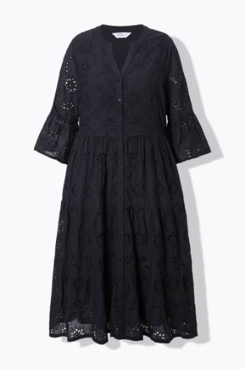 Moda za polnejše Haljina maxi 3/4 rukava na volane plus velikost, xxl, Ulla Popken in Johann Popken (JP1880)