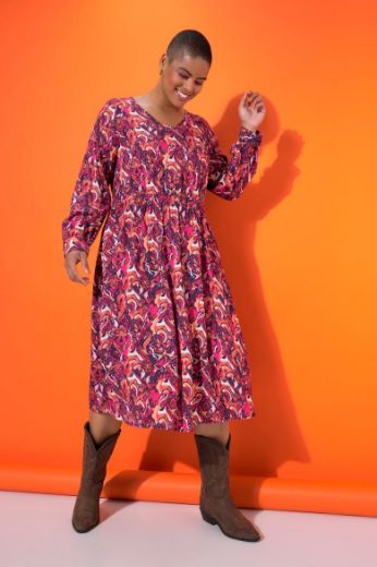 Moda za polnejše Haljina midi dugih rukava A kroja plus velikost, xxl, Ulla Popken in Johann Popken (JP1880)