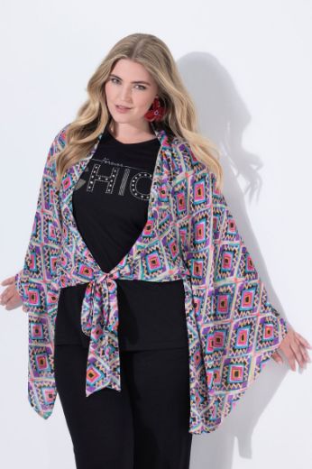 Moda za polnejše Bluza bolero na vezanje s prednje strane plus velikost, xxl, Ulla Popken in Johann Popken (JP1880)