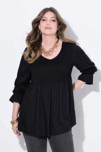 Moda za polnejše Bluza dugih rukava V ovratnika plus velikost, xxl, Ulla Popken in Johann Popken (JP1880)