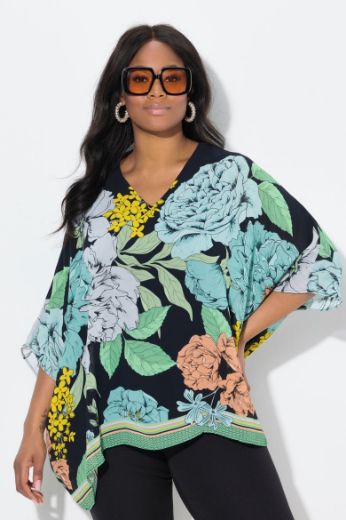 Moda za polnejše Bluza 3/4 rukava V ovratnika plus velikost, xxl, Ulla Popken in Johann Popken (JP1880)